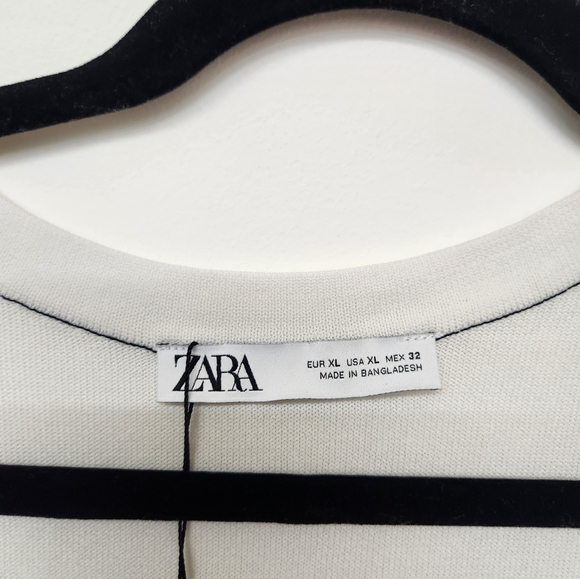 Zara Tank Top XL Black Trim White Ribbed Dad Style Y2K Grunge Everyday Stylish - Picture 3 of 6